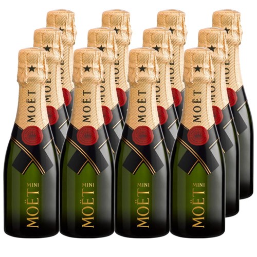 Case of 12 Bottles of Mini Moet And Chandon Brut Champagne 20cl – Ideal for Parties or Giveaways